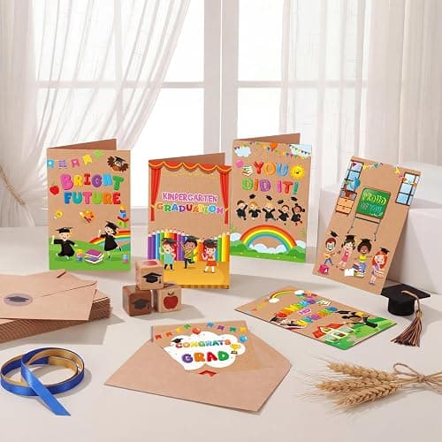 Gueevin 24 Pack Kindergarten Graduation Greeting Cards Class of 2026 Preschool Kindergarten Graduation Gift Card with Envelopes Stickers, 4 x 6 Inch Congrats Grad Greeting Cards for Kids Girls Boys thumbnail 5