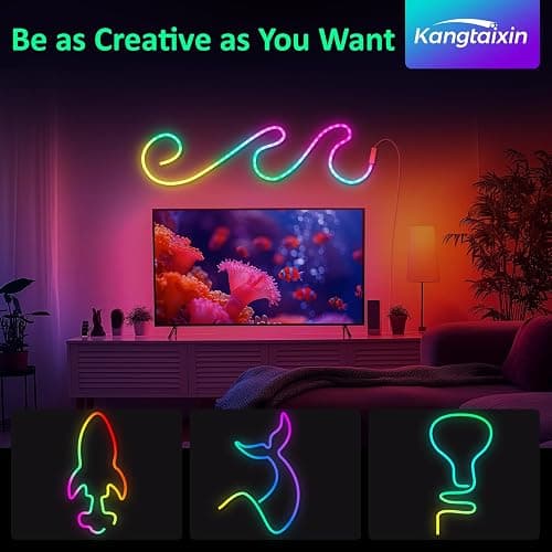 Kangtaixin 3.3FT/1M LED Neon Rope Lights, RGB LED Strip Lights App Control, Music Syncing, LED Neon Lights Strip Flexible DIY Design for Bedroom, Living, Gaming, Kitchen, Indoor, Party Decoration thumbnail 8