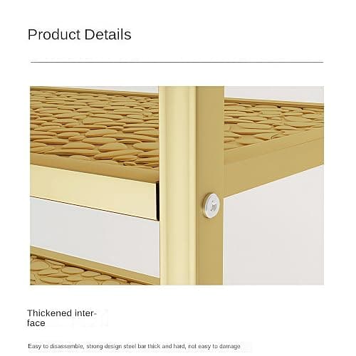 CBBZJY 3 Tier Metal Shoe Rack Organizer Vertical Design Entryway Storage Cabinet for Entrance or Kitchen Small and Narrow Free Standing Gold thumbnail 5