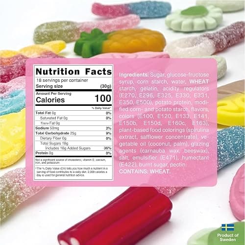 VINTERLAND Swedish Candy Mix, 1.2 Pounds, Pink 7 Edition | Bubs Big Ovals & Big Swedish Candy Skulls, Happy Flowers, Strawberry Pistols, Circus Pens thumbnail 2
