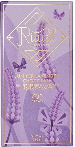 Ritual Dark Chocolate Bar, Juniper Lavender Chocolate 70% Cacao, Notes of Lavendar, Juniper, Pine, Citrus & Floral, 2.12 oz - Image 1