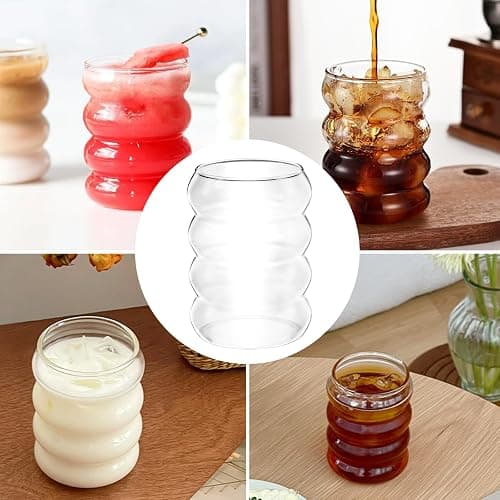 Maxentico 4 stück Latte Macchiato Gläser 350ml, Teegläser Glas Cappuccino, Kaffeegläser, Kaffeeglas, Eiskaffee Gläser, Kaffeebecher aus Borosilikatglas, mit Bürste und Strohhalm, Spiralförmig thumbnail 6