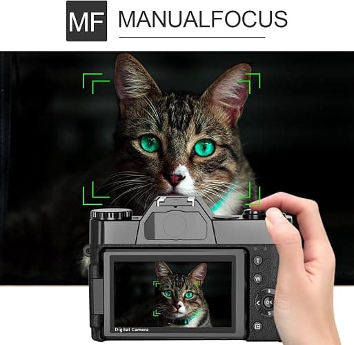 6K 64MP Digital Camera for Photography NIKICAM Vlogging Camera for YouTube with 180° Flip Screen, WiFi,16X Digital Zoom, 52mm Lens, 2 Batteries, 32GB Micro SD Card(Black) - Black thumbnail 6