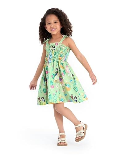 Disney Princess Frozen Elsa Minnie Stitch Toddler Girl Dress Bow Tie Straps Smocked Summer Outfit Birthday Party Clothes 2-9Y thumbnail 2
