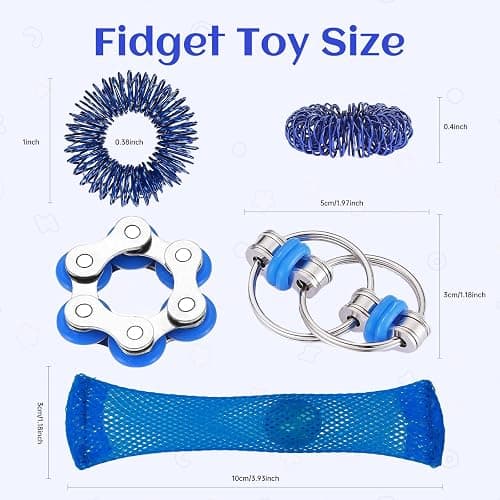 8 Pcs Sensory Fidget Toys Pack Flippy Roller Bike Chain Fidget Spinner Anxiety and Stress Relief Silent Tools Mesh Marble Acupressure Ring for Adults Teens Kids Boys Girls Easter Gifts thumbnail 2