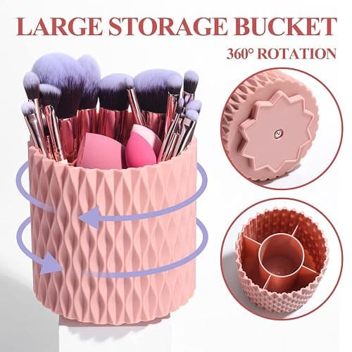 BS-MALL Makeup Brushes Premium Synthetic Foundation Powder Concealers Eye Shadows 18 Pcs Brush Set with 5 sponge & Holder Sponge Case (A-Pink) thumbnail 2