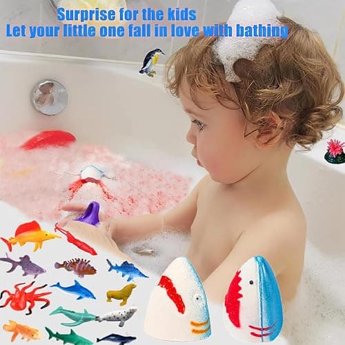 Kids Bath Bombs with Surprise Inside,4 Pack Marine Shark Bath Bomb for with Ocean Sea Animals for Girls Boys Toddlers, Safe Natural & Organic thumbnail 4