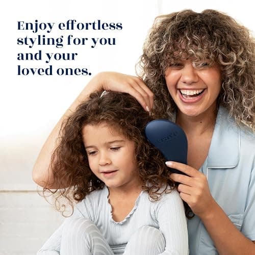 Crave Naturals Glide Thru Hair Brush - Detangler Brush for Curly, Straight, Wet or Dry Hair - Gentle Detangling Brushes for Adults, Kids, Toddlers - Hair Accessories for Women, 7.5"x3" - Blue thumbnail 2