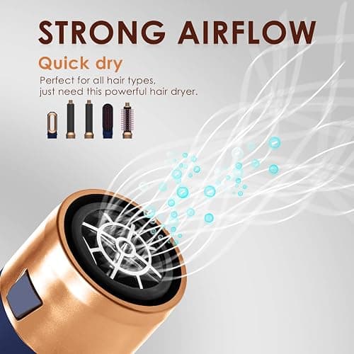 Hair Dryer Brush 5 in 1, Negative Ion Blow Dryer Brush Set - 110,000 RPM High- Speed Hot Air Brush Air Styler Curling Wrap Air Curler, Curling Iron Hair Styling Tool for Straight Curl Drying Smoothing thumbnail 3