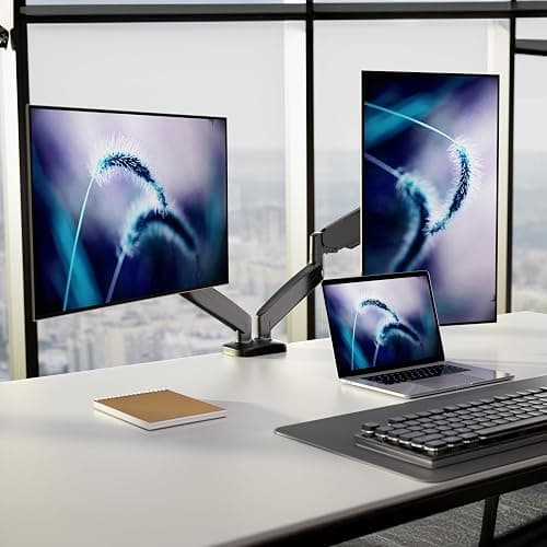 Mount-It! Dual Monitor Desk Mount – Full Motion Gas Spring Arms, Fits 13 to 32 Inch Screens, Holds 17.6 lbs per Arm, Dual Monitor Stand, VESA Mount, C-Clamp & Grommet Base thumbnail 8