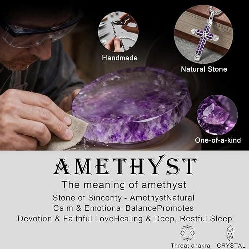 GTMJ Amethyst Cross Necklace for Men with Adjustable Box Chain For Everyday Wear Christian Men's Cross Necklace Jewelry Gifts thumbnail 2