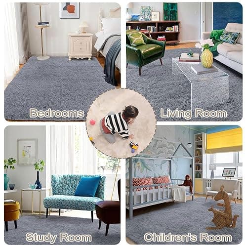 ENEN Fluffy Shaggy Area Rugs Living Room Rugs for Bedroom Winter Area Rugs Floor Carpets Mat Anti Slip Circle Rug for Kids Room, Home Decor (Burgundy,160CM) thumbnail 4