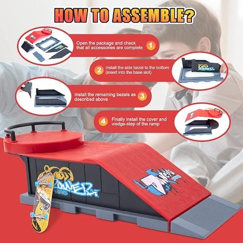 Gr8ware Finger Skateboard Ramp Set, 6 in 1 Plus 11 Buffer Plates Mini Skatepark for Fingerboard, Figure Boarding Skate Park, Fingerboard Skatepark Halfpipe Obstacle Deck for Holiday Party Favors thumbnail 7