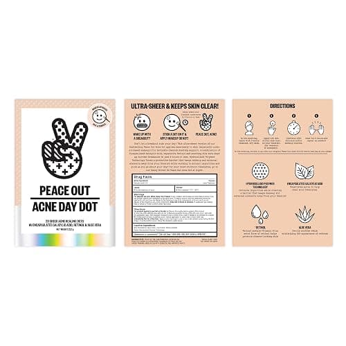 PEACE OUT Acne Day Dot, Sheer Acne Healing Dots, Virtually Invisible Wear, Hydrocolloid Pimple Patches Helps Clear Blemishes Quickly with Encapsulated Salicylic Acid, Retinol & Aloe Vera, 20 dots thumbnail 2