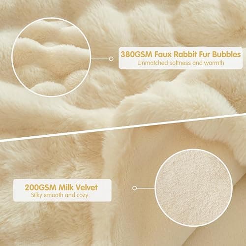 Tokokimo Fluffy Fleece Queen Size Duvet Cover Set, Ultra Soft Reversible Heavyweight Bedding Set, Extra Warm Winter Duvet Cover Set with 2 Pillow Cases, All Season Fuzzy Comforter Cover Set, Beige thumbnail 5