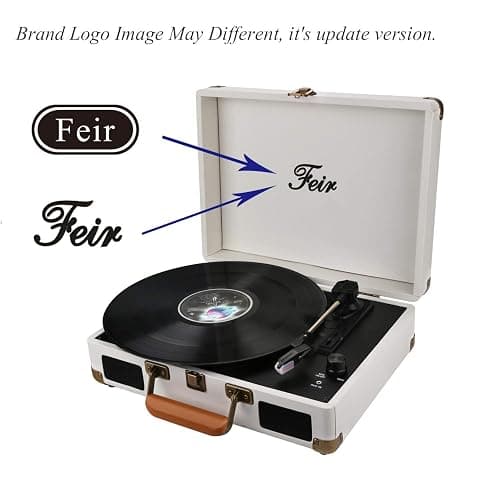 Vinyl Record Player Bluetooth with Speakers 3 Speed Portable Turntable Suitcase Built in 2 Speakers RCA Line Out AUX Headphone Jack PC Recorder-White thumbnail 8