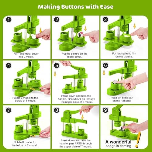 Aiment 32mm Button Maker Kit – 1.25 Inch Button Maker Pin Badge Press Machine with 100PCS Supply Parts & Circle Cutter & Cutting Mat, Perfect for DIY Crafts & Birthday Gifts thumbnail 8
