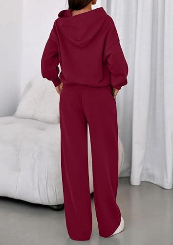 PRETTYGARDEN Womens Sweatsuits 2 Piece Set 2025 Casual Winter Long Sleeve Hoodie Loose Wide Leg Sweatpants Fall Tracksuit thumbnail 4