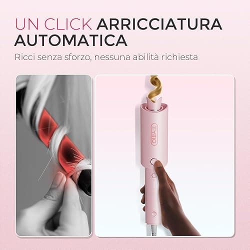 TYMO CURLPRO Arricciacapelli Automatico per Grandi Ricci -Ferro Capelli Rotante Automatico 25mm, 160-210℃, Anti-scottatura Beach Waves Piastra Boccoli per Capelli, 500M Ioni Negativi, Rosa thumbnail 2