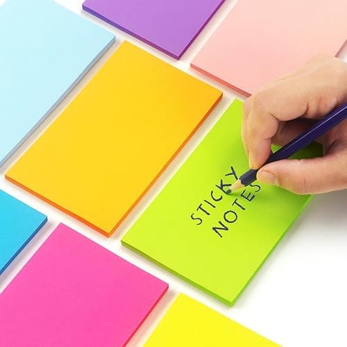 Sticky Notes 3x5 in, Bright Colors, 8 Pads, 50 Sheets/Pad Total 400 Sheets | Large-sized Self-adhesive Notepad thumbnail 2