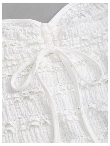 SOLY HUX Women's Peplum Halter Crop Tops Y2K Drawstring Tie Ruched Dressy Casual Spaghetti Strap Cami Top thumbnail 5