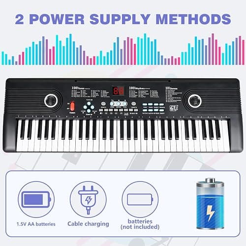 61 key keyboard Piano,Portable Electronic Digital Piano,Built In Dual Speakers,External Microphone,Power Plug,Rich Teaching Content,Multi-Functional Electronic Piano Suitable For Beginners kkek5 thumbnail 5