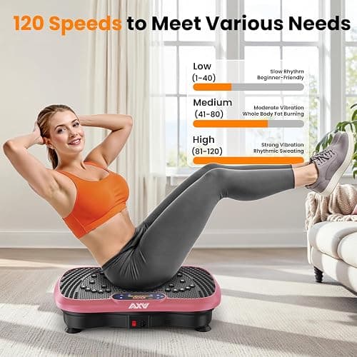 AXV Vibration Plate Fitness Platform Exercise Machine Vibrating Shaking Full Body Shaker Workout Vibrate Stand Shake Board Sport Gym for Weight Loss Fat Burner for Women Men thumbnail 5