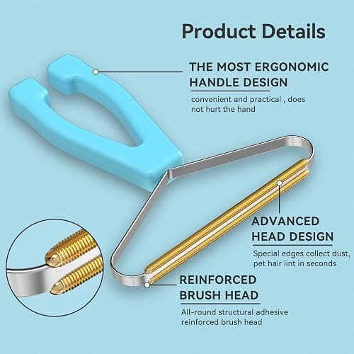 Pet Hair Remover, Dog and Cat Hair Remover, Wool Hair Remover, Carpet Rake for Pet Hair Removal, Carpet Rake, Pile Brush, Hand Shaver for Carpets, Car Cushions, Sofas, Pet Beds, Furniture & Rug thumbnail 3