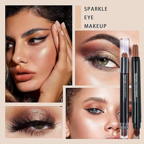 Melsintern Coffee Brown Dual Ended Eyeshadow Stick 12 Colors Matte and Shimmer Waterproof Long Lasting Creamy Eyeshadow Pencil for Smokey Eye Natural Everyday Makeup thumbnail 7