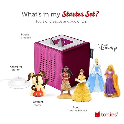 Toniebox Audio Player Starter Set with Cinderella, Belle, Moana, Tangled, and Playtime Puppy - Listen, Learn, and Play with One Huggable Little Box - Purple - Purple thumbnail 5
