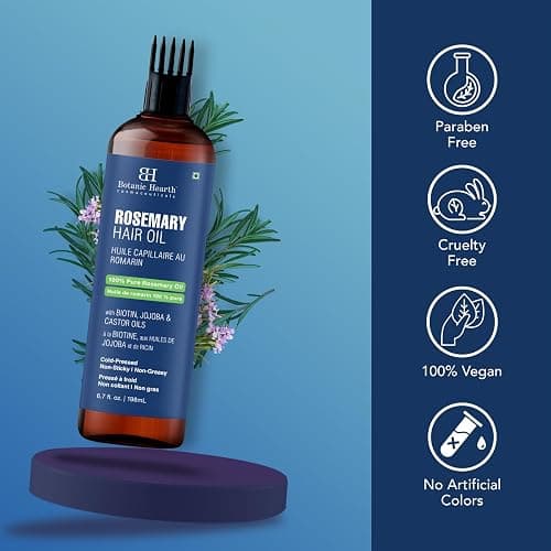 Botanic Hearth 100% Pure Rosemary Oil For Hair Growth (6.7 fl oz) Infused With Biotin, Jojoba & castor Oil | Nourishing & Volumizing | Non GMO Verified - Rosemary - 6.7 Fl Oz (Pack of 1) thumbnail 2