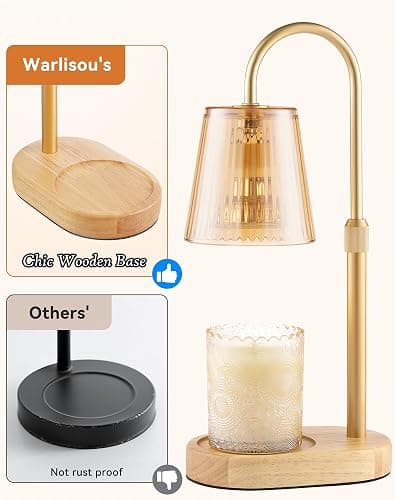 Adjustable Candle Warmer Lamp with Timer - Electric Light Wax Warming Dimmable Flameless Top Melter Heater Melting Heating Height Small Jar Candles Gifts Women Mom Birthday Home Desk Modern Decor thumbnail 5