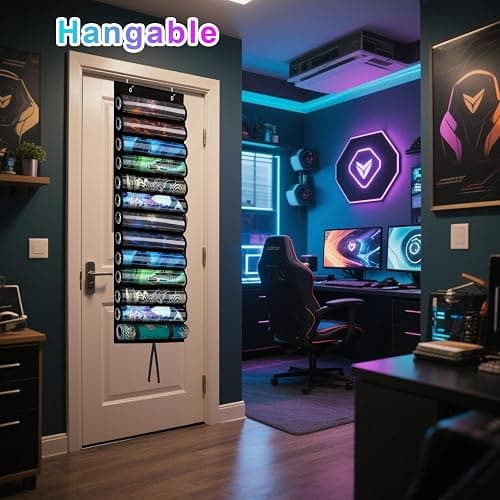 Mity rain 12+1 Playmat Tube Holder for MTG with Tube Slot, Hangable Playmat Holder Storage Bag, Transparent PVC Protection with Quick-Access Slots, Fits 24x14 Standard Mats Compatible with TCG/MTG thumbnail 2