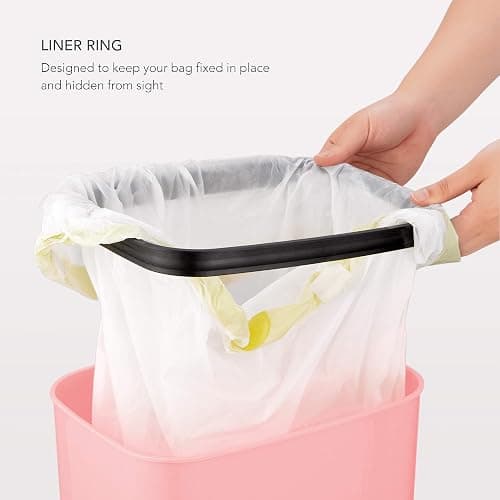 Ninestars DZT-12-5PK Bedroom or Bathroom Automatic Touchless Infrared Motion Sensor Trash Can, 3 Gal 12 L, ABS Plastic (Rectangular, Pink) Trashcan thumbnail 6