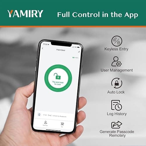 Smart Door Handle Lock with Keypad: Yamiry Fingerprint Smart Knob - Keyless Entry Digital Lock for Front Door - Deadbolt with APP - Generate Passcode Remotely - DIY Installation thumbnail 4