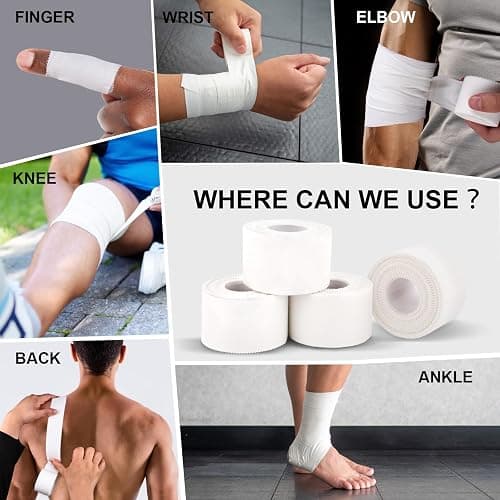 CHMI Athletic Tape,White Sports Tape (32 Pack), 320 Yards Rolls Very Strong Easy Tear NO Sticky Residue Best Tape for Gymnastics Climbing Bat Injuries Medical (1.5 Inch X 320 Yards). thumbnail 5