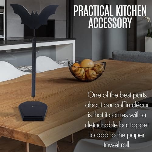 CEFLITECO Bat Paper Towel Holder - Halloween Decor for Kitchen and Bathroom - Gothic Home Decor for Oddities and Curiosities - Goth Accessories for Countertop Stand - Witchy Gifts for Women thumbnail 5