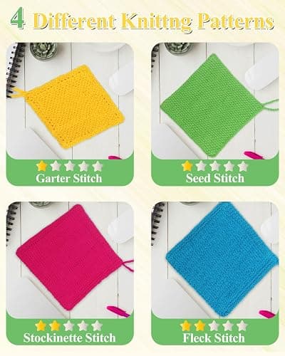 Aeelike Knitting Kit for Beginners, Complete Beginner Knitting Kit Easy Knitting Set Including Knitting Needles Set Cotton Yarn, Learn to Knit Dishcloth with Step-by-Step Instructions, Colorful thumbnail 6