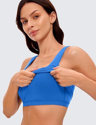 CRZ YOGA Butterluxe Square Neck Crop Tank Top | Light Support, Removable Pads, Yoga, Extremely Soft, Wide Straps, Longline Sports Bras for Women thumbnail 3