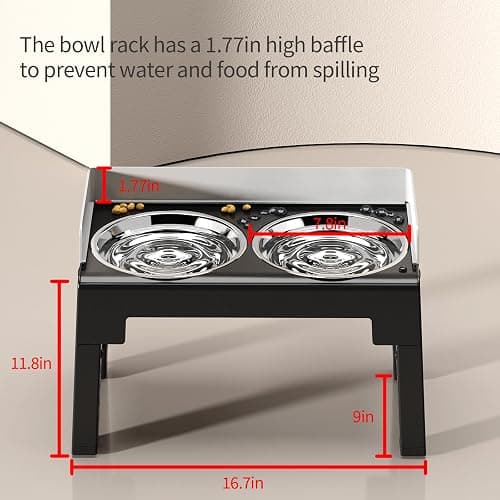 PAKEWAY Elevated Dog Bowls for Medium and Large Dogs, Spill Proof Tiltable Dog Feeder with 2 Stainless Steel Bowls, 6 Height Adjustable Raised Dog Bowl Stand thumbnail 4
