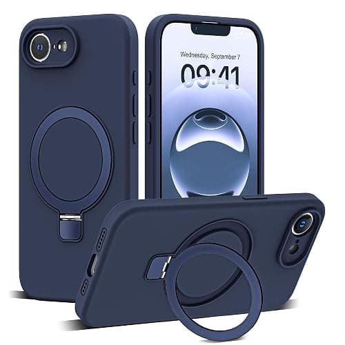 SKYLMW Designed for iPhone 16e Case with Magnetic Invisible Stand Compatible with Mag-Safe Military Drop Tested Shockproof Silicone Phone Cases for Women Men 6.1'', Dark Blue - Image 1