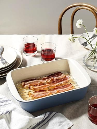 LE TAUCI Deep Casserole Dishes for Oven, 13.7”x9.6” Ceramic Baking Dish Set with Roasting Racks, Large Lasagna Pans with Handles, Rectangular Bakeware as Gift for Mom, Dusty Blue (4.6QT/3.0QT/1.6QT), Set of 3 thumbnail 5