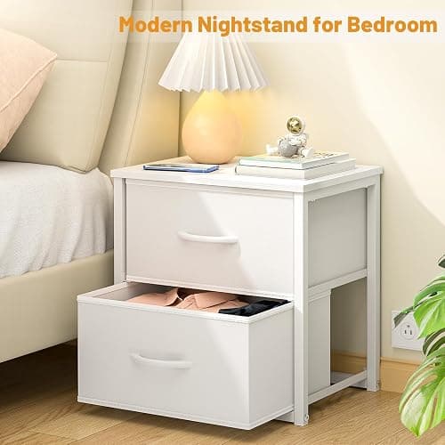 DAOUTIME 2-Pack Stackable Storage Drawers (4 Drawers Total), White Closet Organizer with Wooden Top & Metal Frame, Freestanding or Stackable Dresser for Bedroom, Living Room, Under Bed thumbnail 7