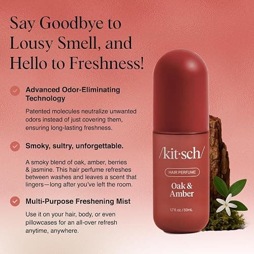 Kitsch Hair Perfume for Women - Oak & Amber | Clean, Deodorizing & Patented Odor-Eliminating Technology Hair Spray & Body Mist - Freshen Hair, Body & Pillows- Berries and Blooming Jasmine Scent - 50mL thumbnail 2