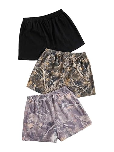SOLY HUX Women's Summer Shorts 3 Packs Elastic Waist Wide Leg Casual Cotton Shorts Sets thumbnail 2