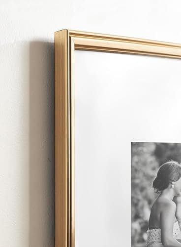 Kate and Laurel Adlynn Square Picture Frame Set of 3; 16 x 16 matted to 8 x 8; Gold; Modern Three-Piece Frame Set for Gallery Wall Frame Set in Living Room Wall Decor thumbnail 6
