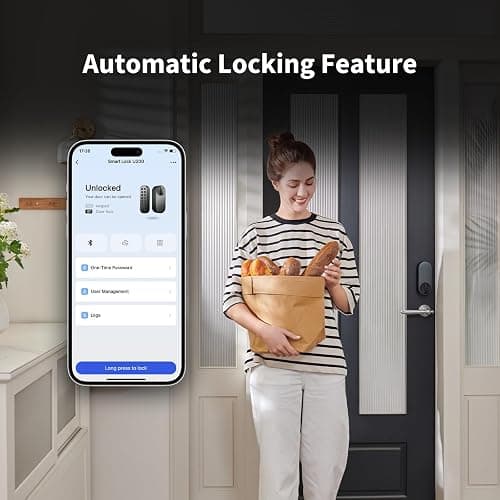 Aqara Smart Lock U200 (mit Fingerabdruck), Matter Over Thread, Smartes Türschloss mit Apple Home Key und Aufladbarem Akku, Unterstützt Homekit, Google Home, Alexa und SmartThings, Schwarz thumbnail 6