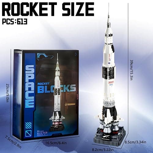 APENGBAOL Saturn V Space Rocket and Vehicles Building Blocks Set,613 Precision Space Shuttle Building Block Toys for Kids .Gifts for Adults thumbnail 3