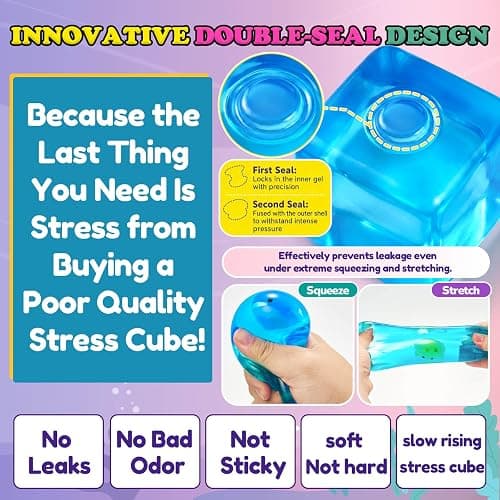 Squishy Fidget Toys Stress Cube - Squeeze Toys Stress Balls for Adults Slow Rising Squishies Glow in The Dark Sugar Sensory Toys for Kids with Autism Stress Relief Fidgets for Classroom Prize Toys thumbnail 5