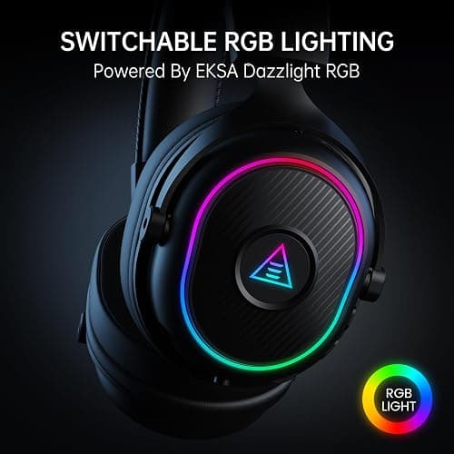 EKSA 2.4GHz Wireless Gaming Headset for PS5,PC,PS4,Switch,Mobile,Mac, Bluetooth Gaming Headphones with Microphone, RGB, 30ms Latency, 50H Battery, USB & Type-C Ultra, Wired Gaming Headset for Computer thumbnail 7